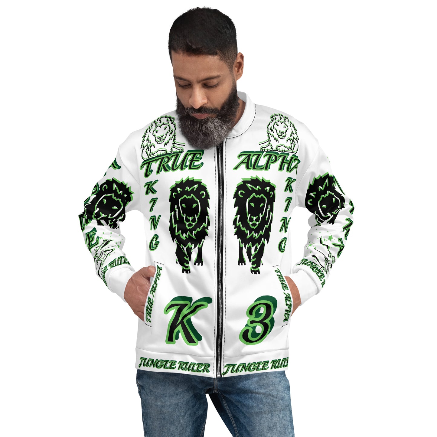 3TG True Alpha (Forrest Realm Light King Lineage Lion Print) Bomber Jacket