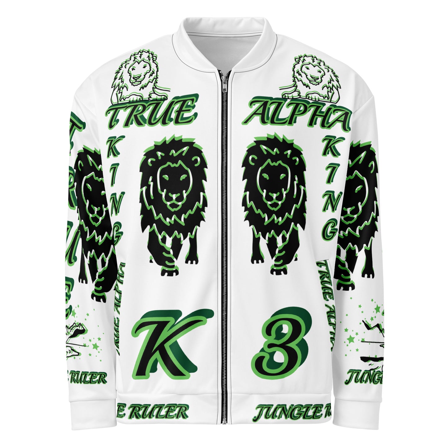 3TG True Alpha (Forrest Realm Light King Lineage Lion Print) Bomber Jacket