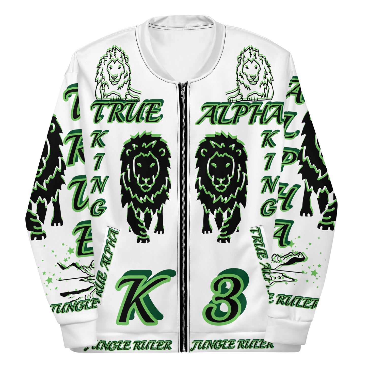 3TG True Alpha (Forrest Realm Light King Lineage Lion Print) Bomber Jacket