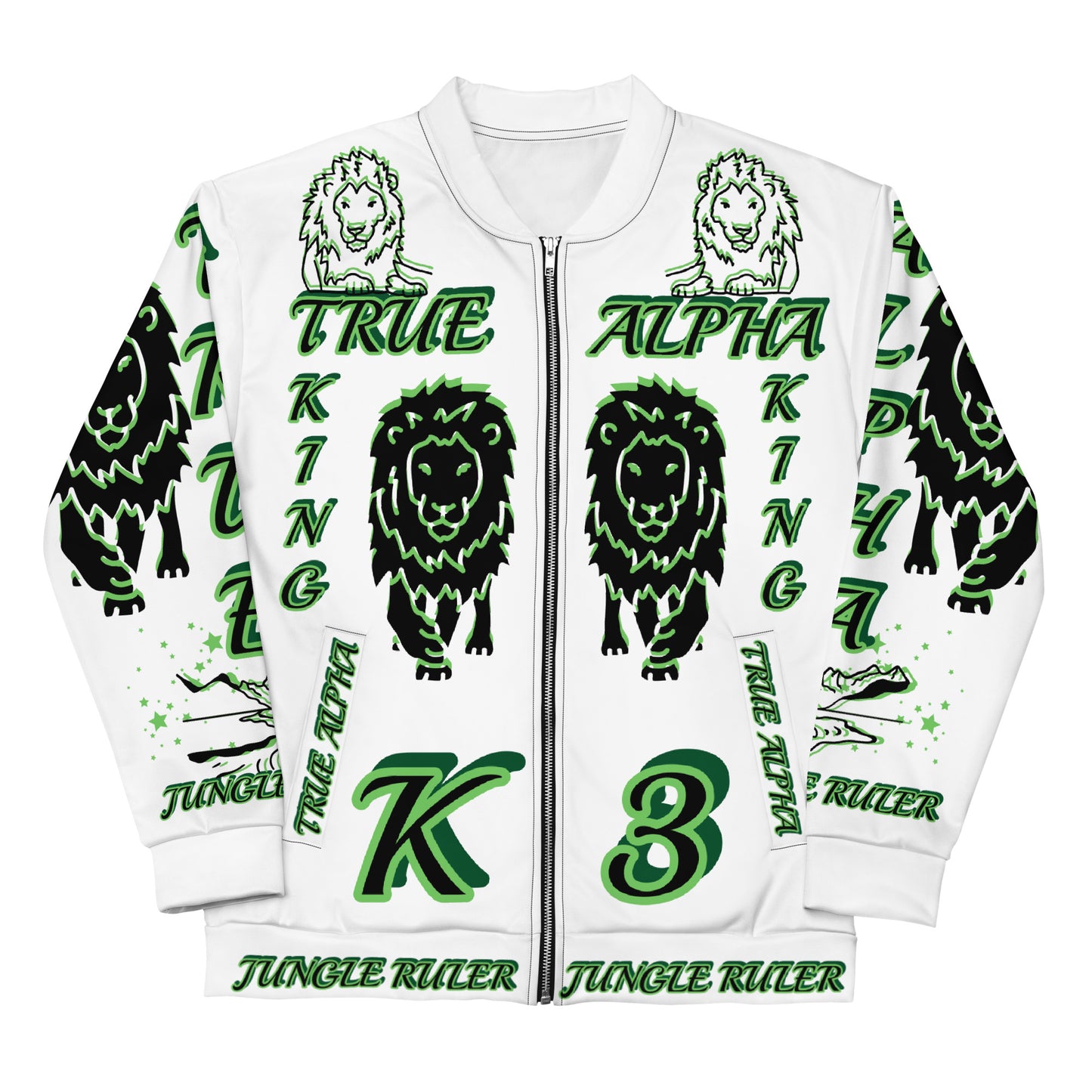 3TG True Alpha (Forrest Realm Light King Lineage Lion Print) Bomber Jacket