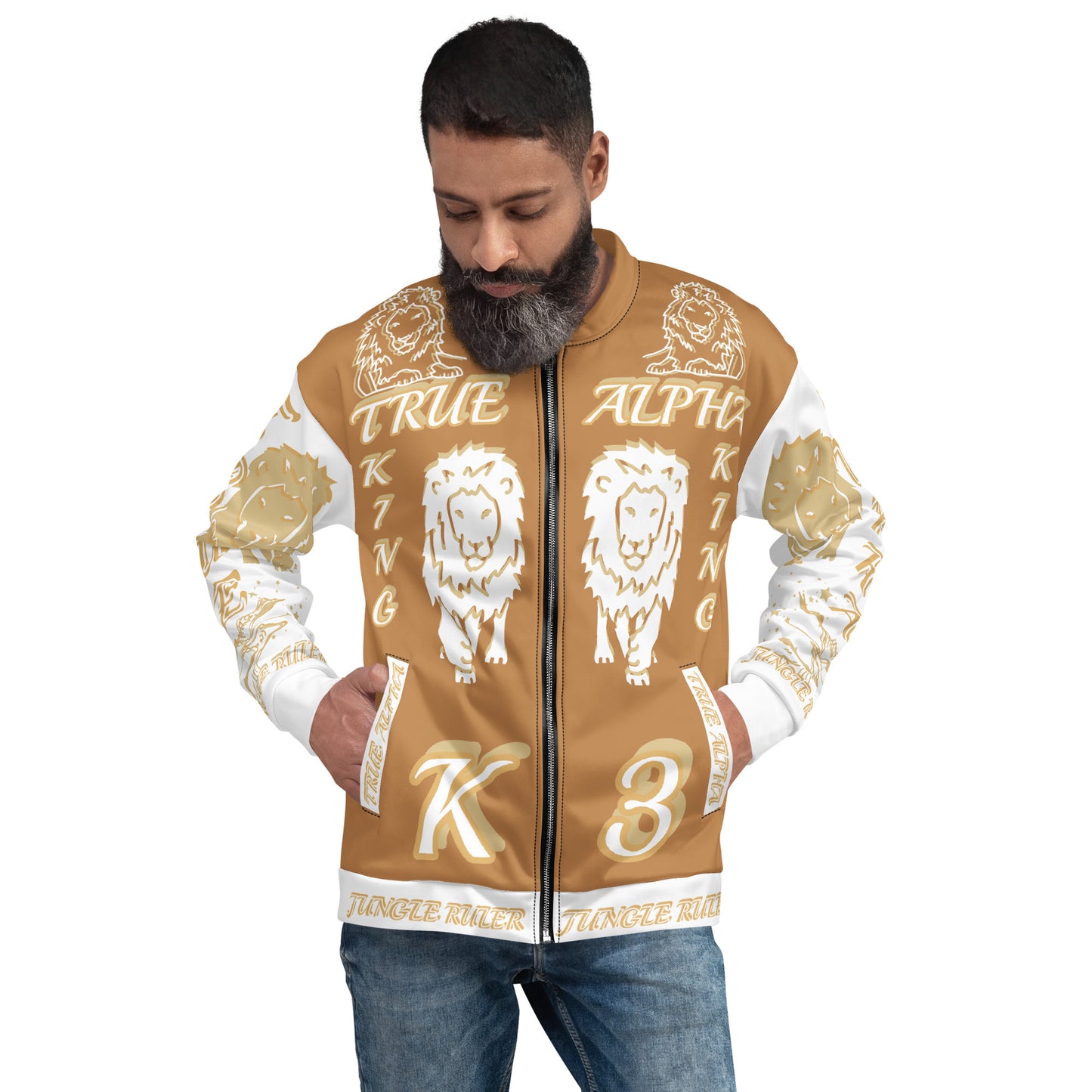 3TG True Alpha (Peanut Butter Cream King Lineage Lion Print) Bomber Jacket