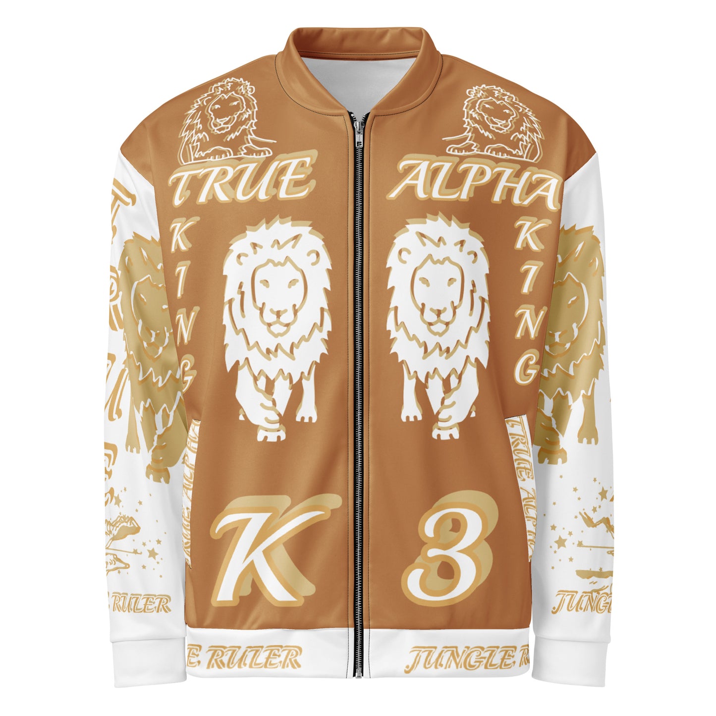 3TG True Alpha (Peanut Butter Cream King Lineage Lion Print) Bomber Jacket