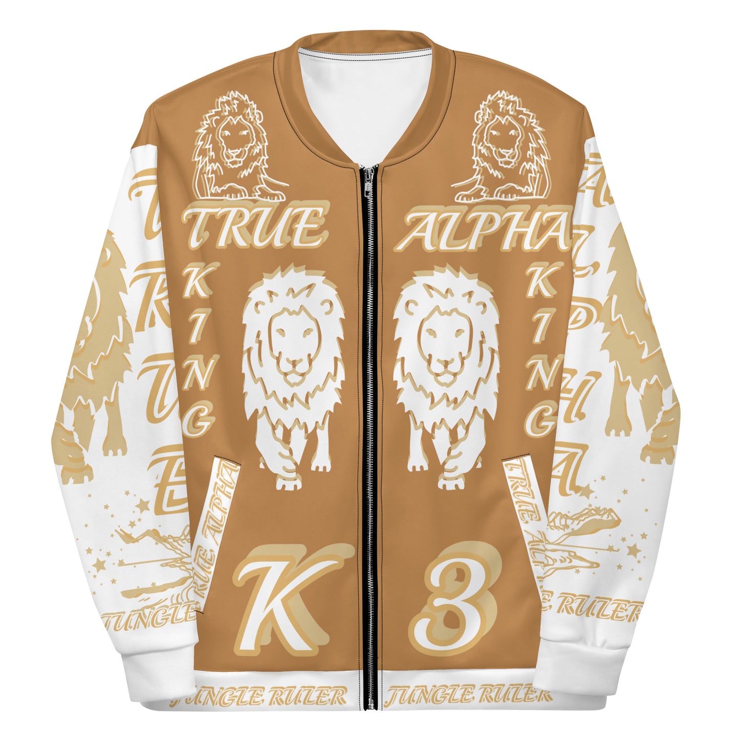 3TG True Alpha (Peanut Butter Cream King Lineage Lion Print) Bomber Jacket