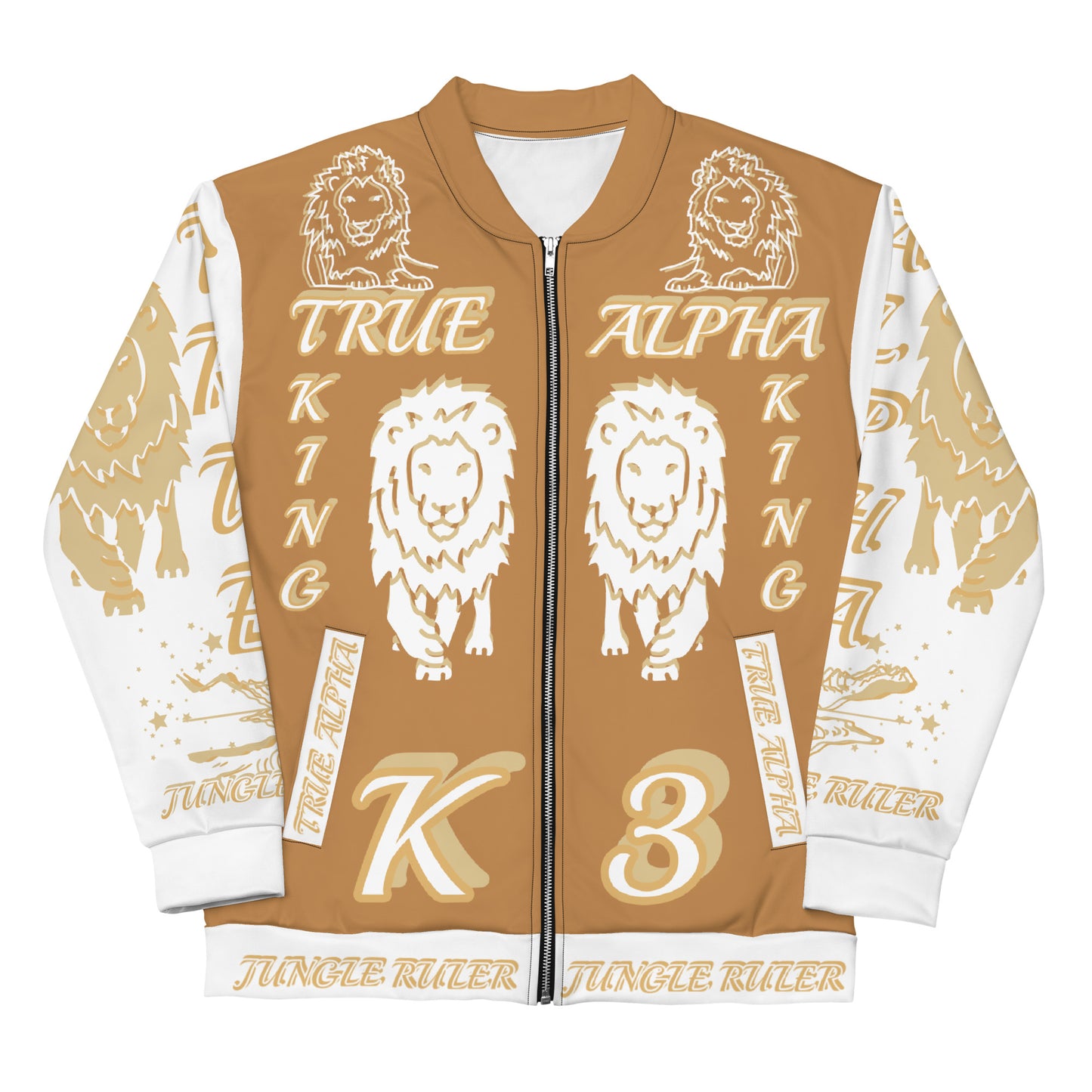 3TG True Alpha (Peanut Butter Cream King Lineage Lion Print) Bomber Jacket