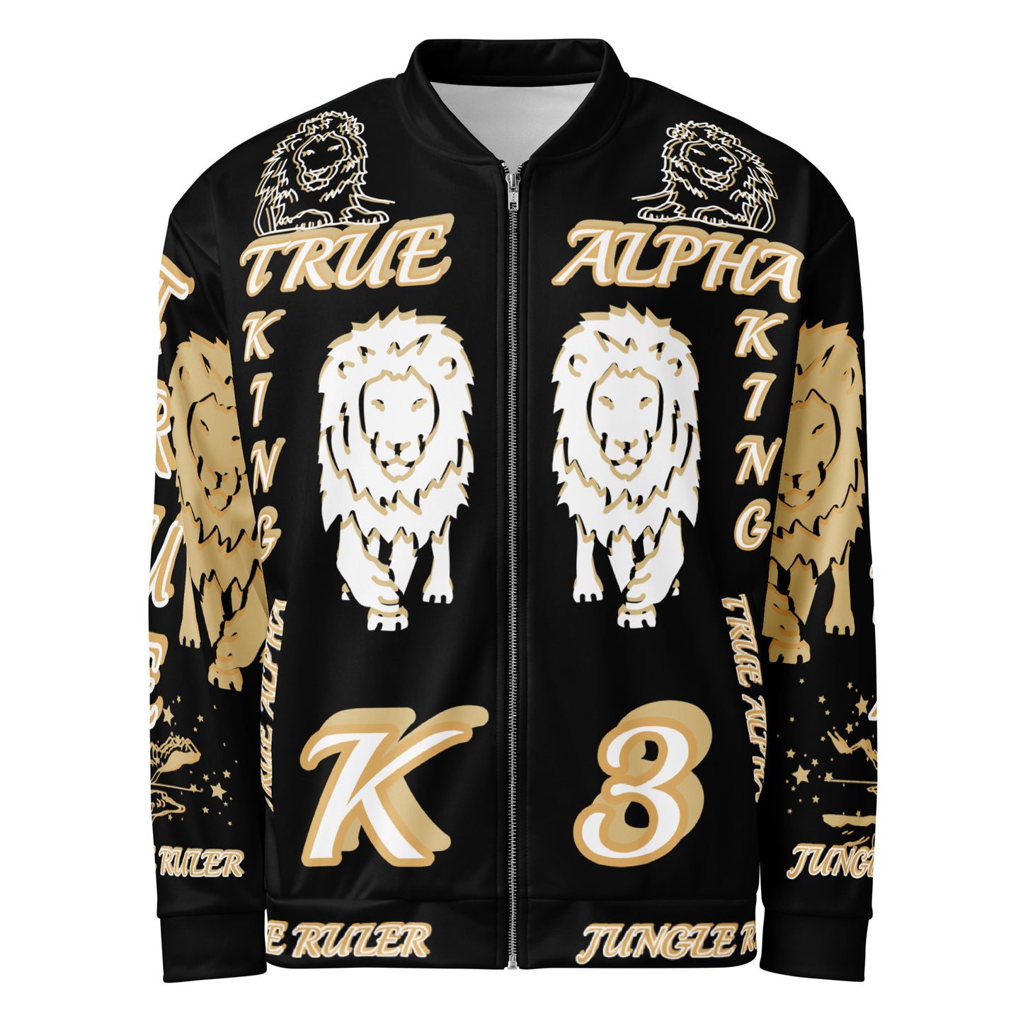 3TG True Alpha (Golden Onyx King Lineage Lion Print) Bomber Jacket