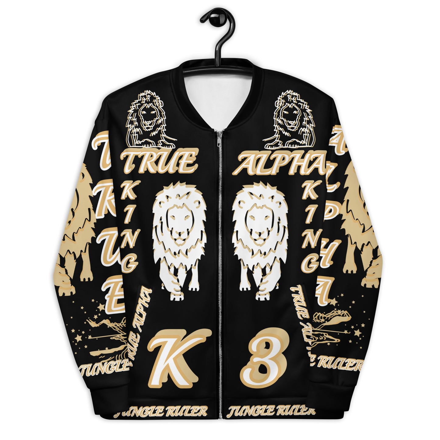 3TG True Alpha (Golden Onyx King Lineage Lion Print) Bomber Jacket