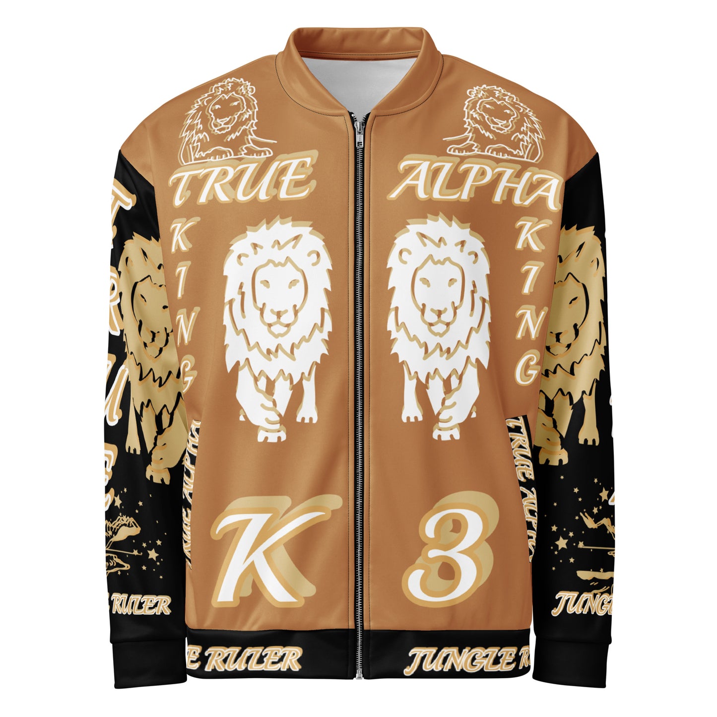 3TG True Alpha (Peanut Butter Onyx King Lineage Lion Print) Bomber Jacket