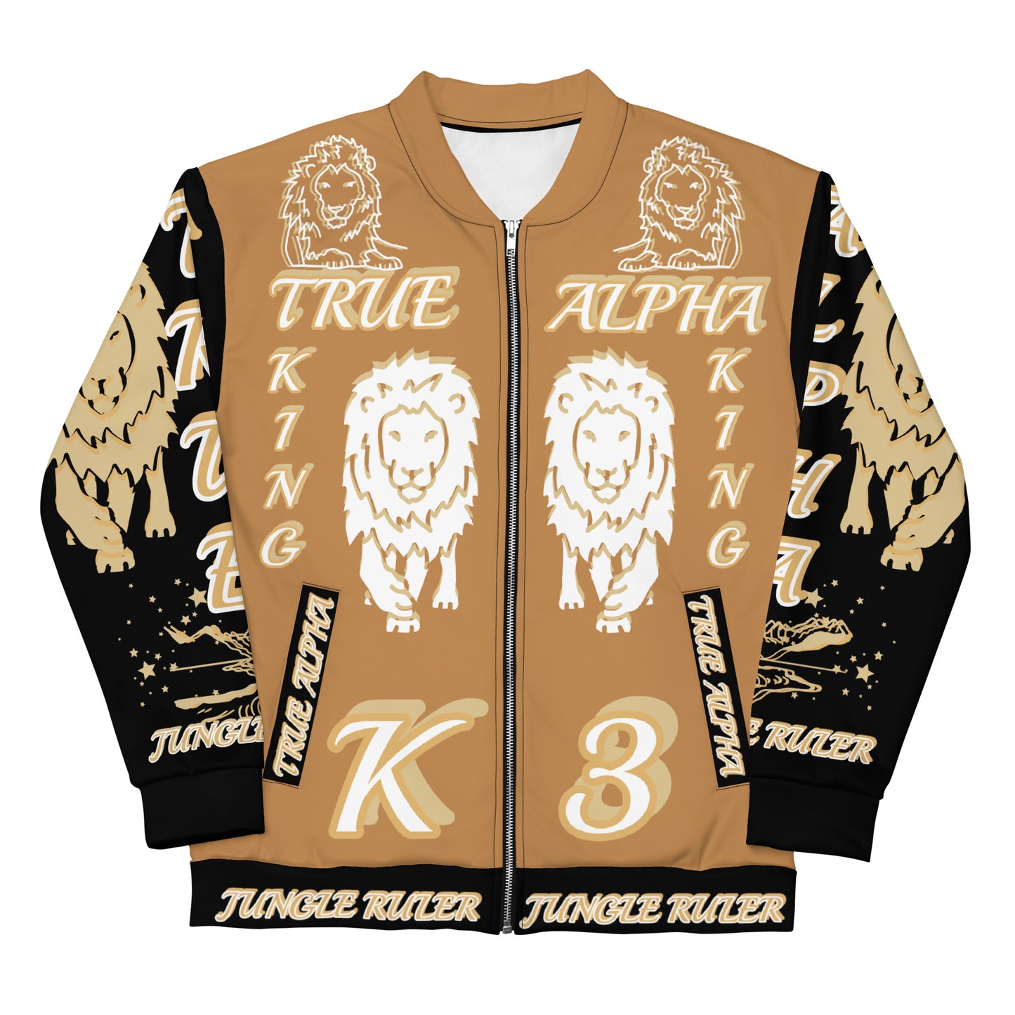 3TG True Alpha (Peanut Butter Onyx King Lineage Lion Print) Bomber Jacket