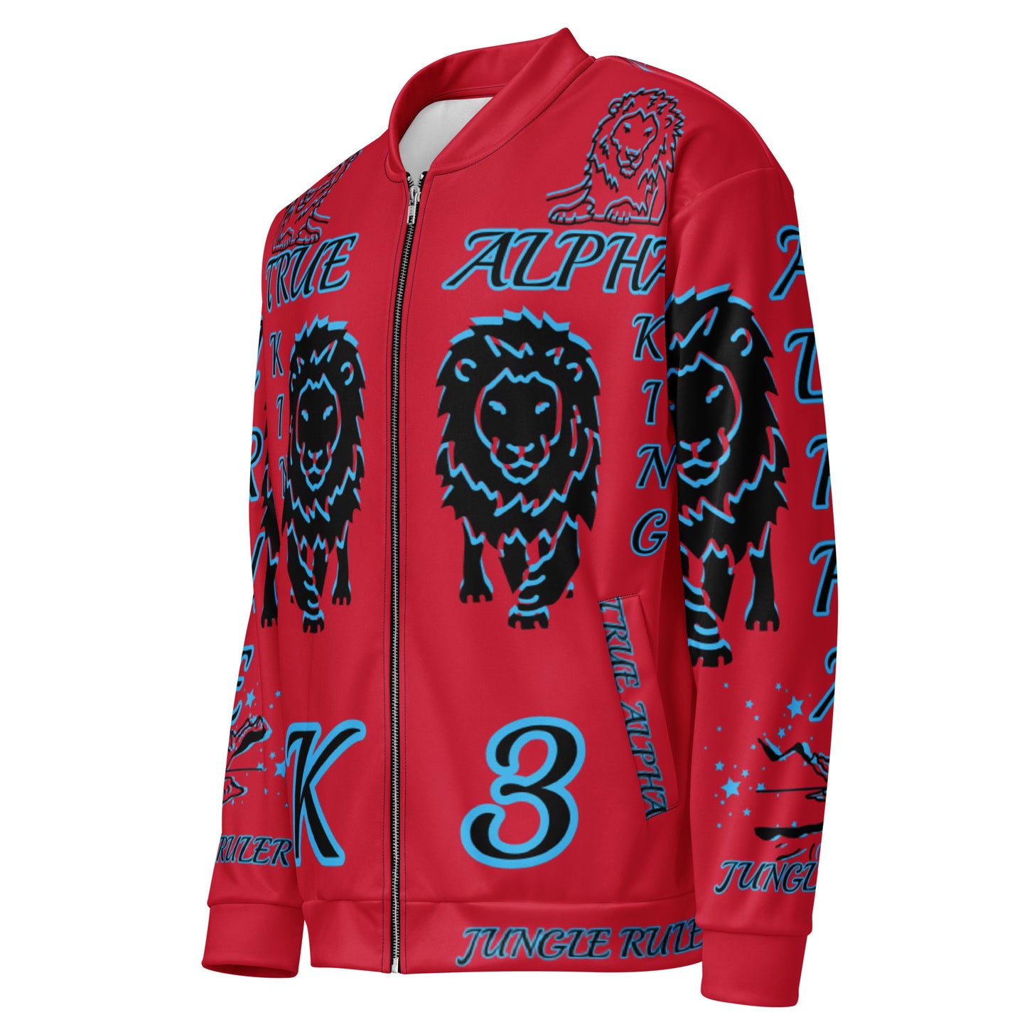 3TG True Alpha (Fire Realm Dark King Lineage Lion Print) Bomber Jacket