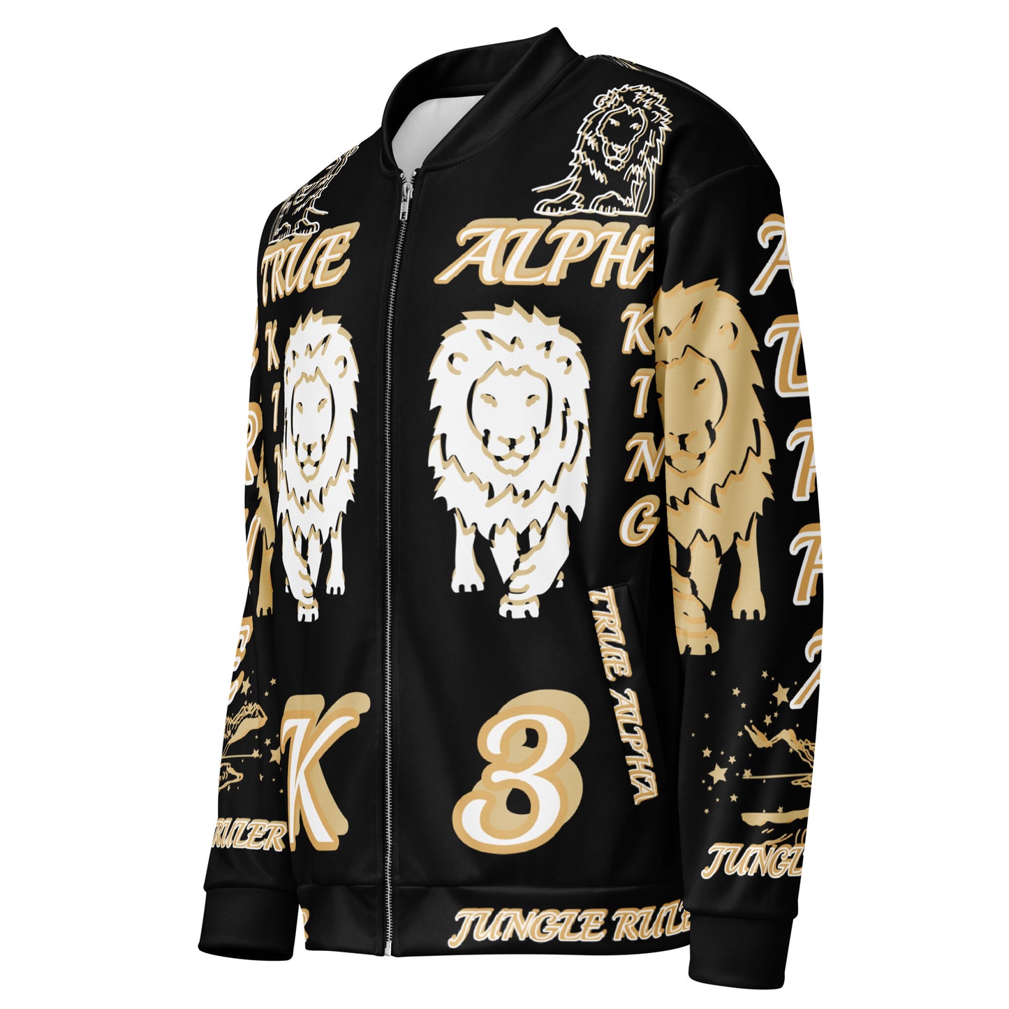 3TG True Alpha (Golden Onyx King Lineage Lion Print) Bomber Jacket