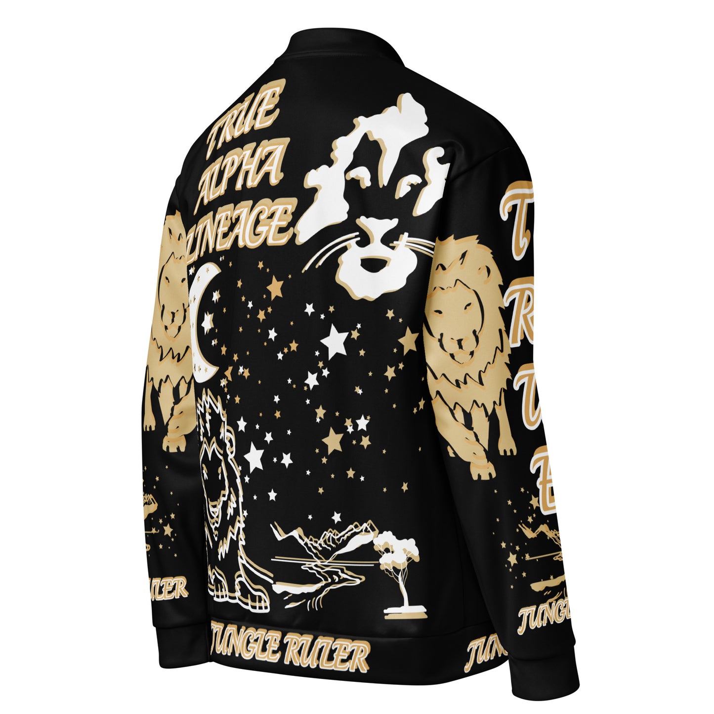 3TG True Alpha (Golden Onyx King Lineage Lion Print) Bomber Jacket