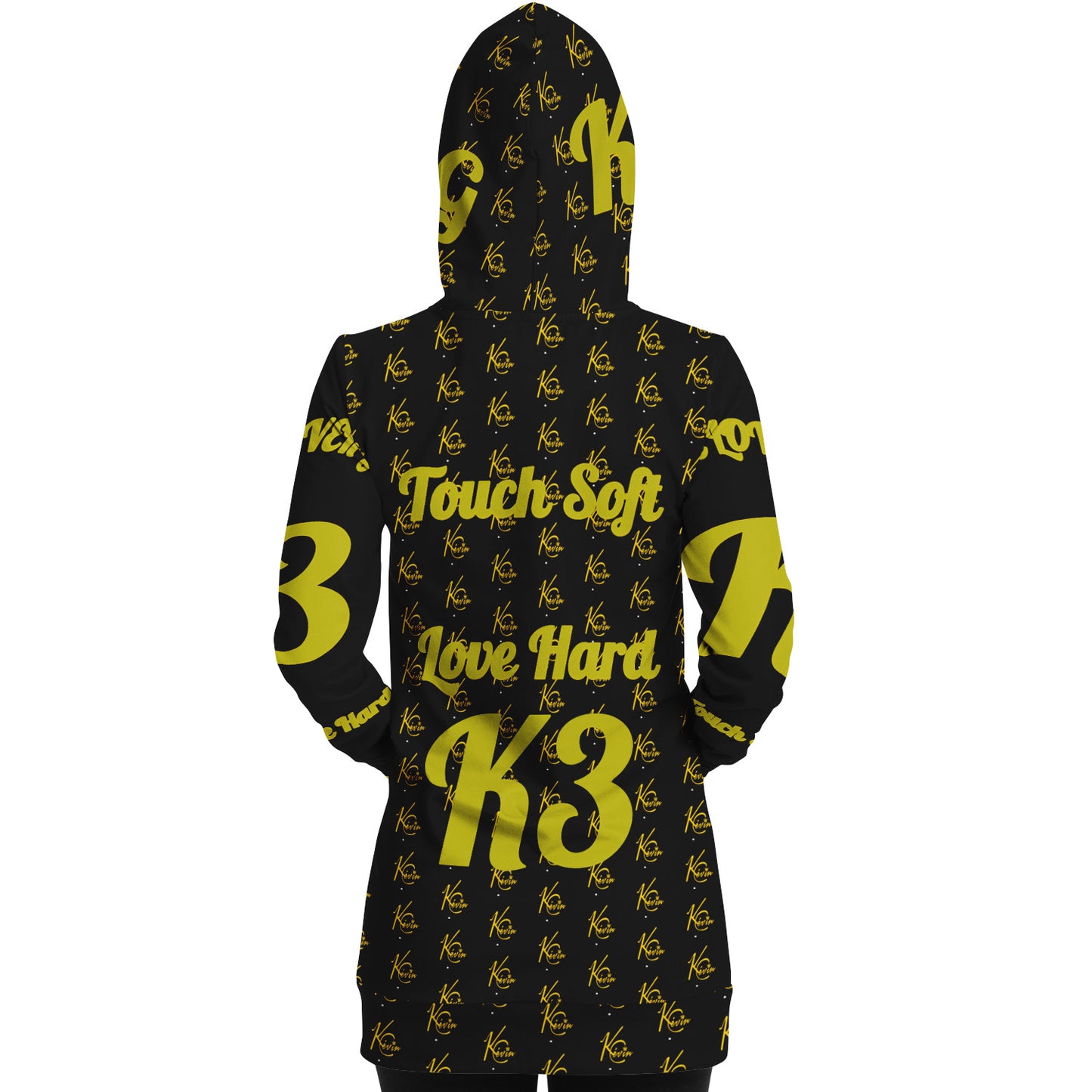 3TG True Lover Girl Black and Gold Longline Hoodie Dress