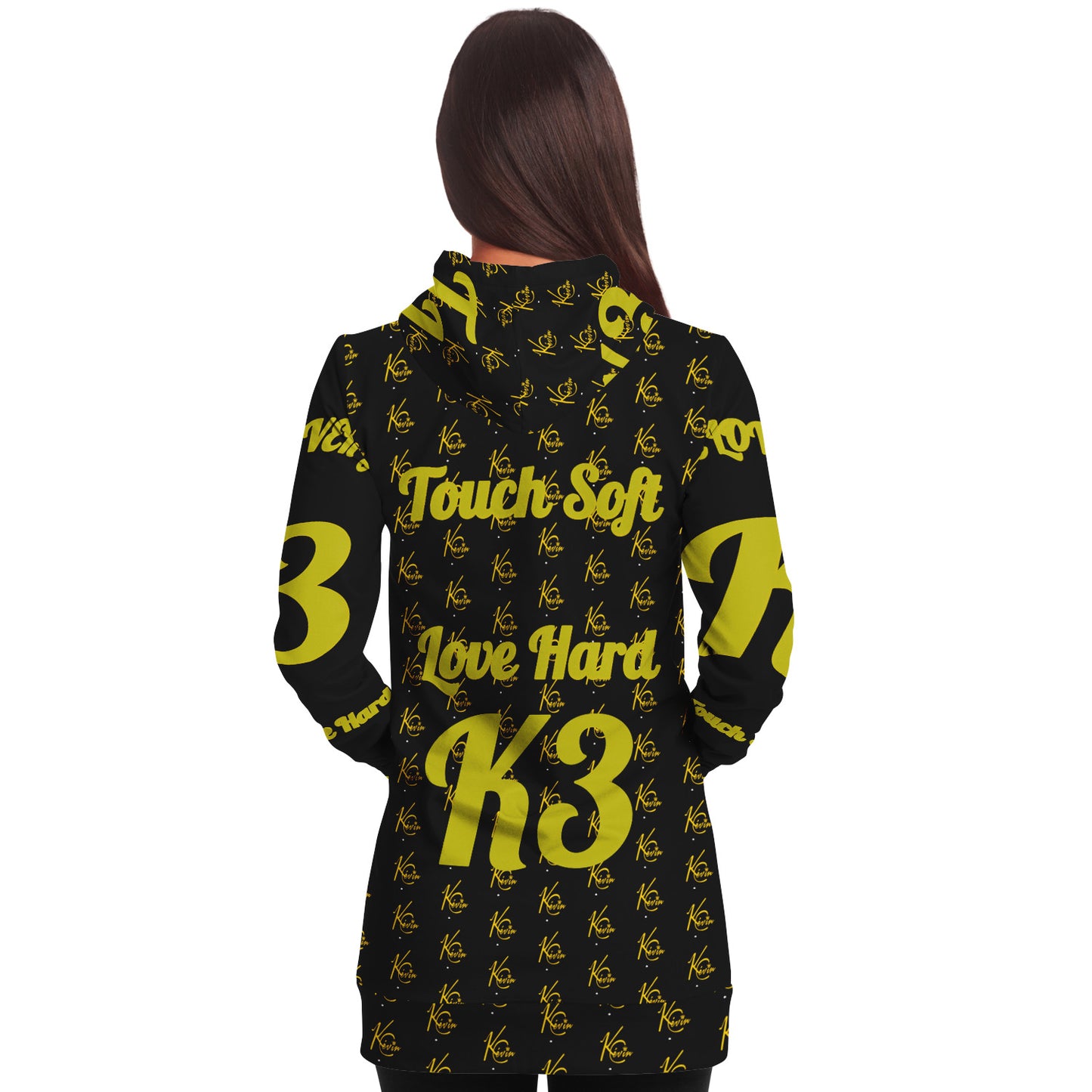 3TG True Lover Girl Black and Gold Longline Hoodie Dress