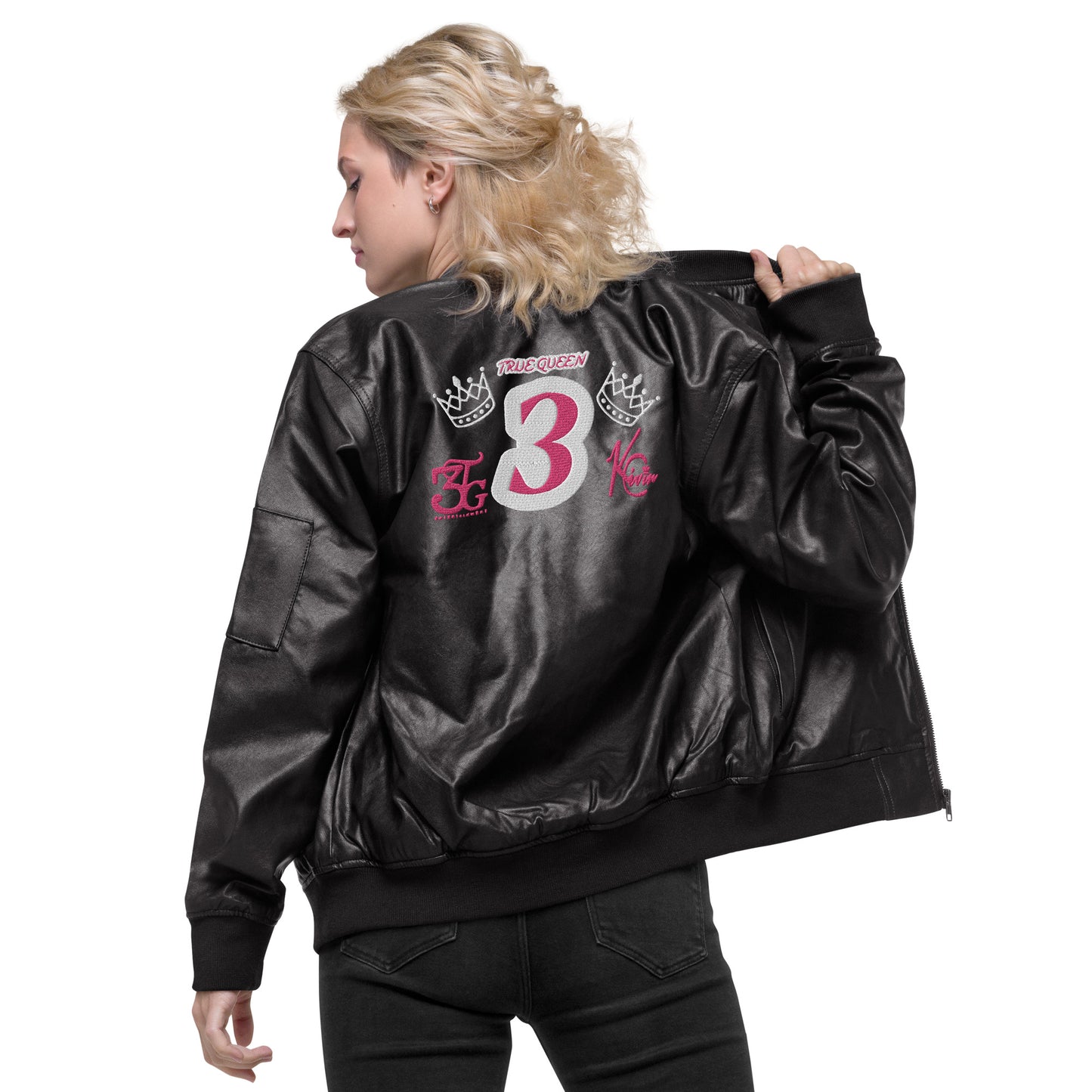 3TG True Queen Leather Bomber Jacket