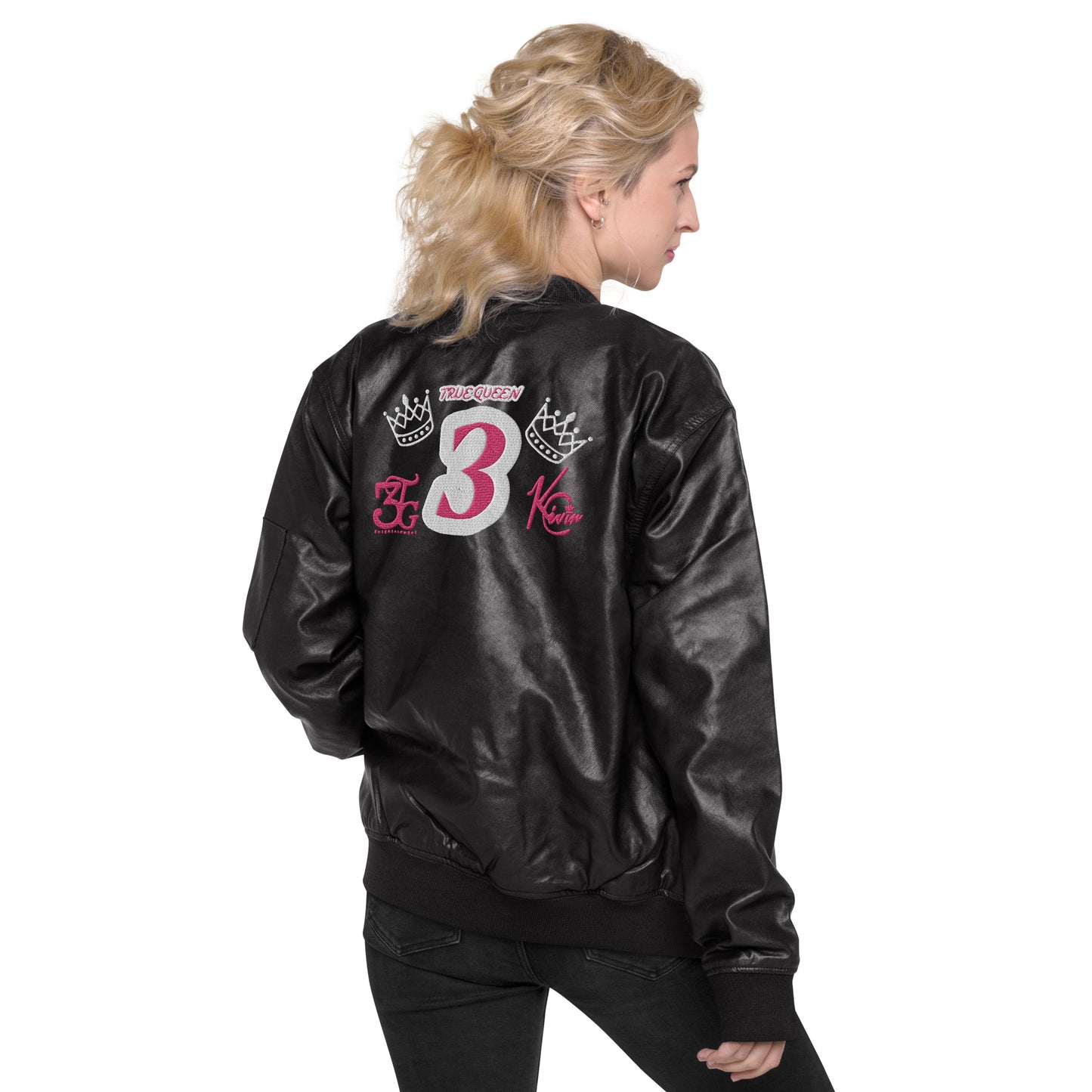 3TG True Queen Leather Bomber Jacket