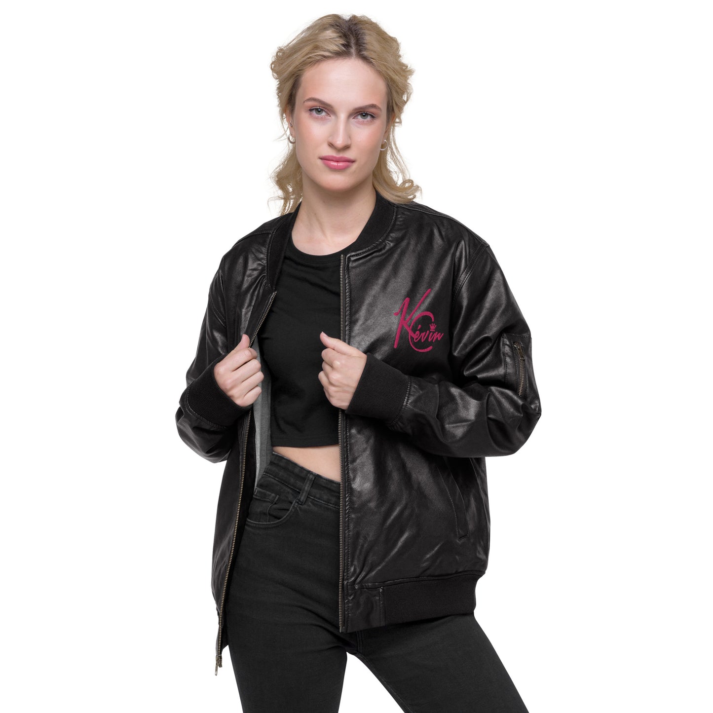 3TG True Queen Leather Bomber Jacket