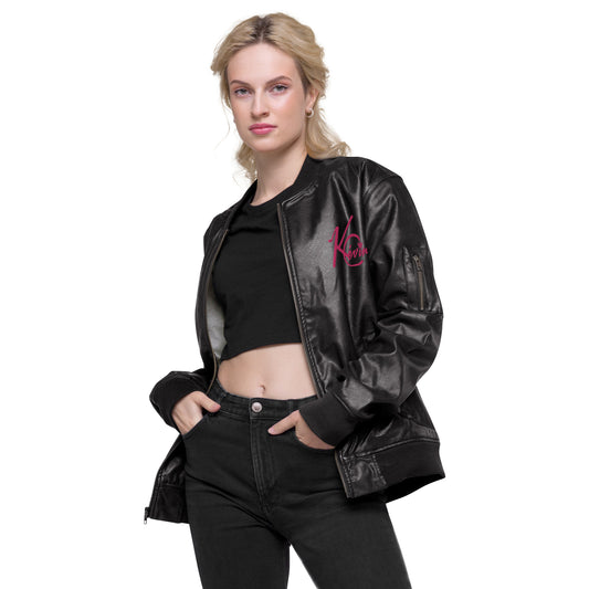 3TG True Queen Leather Bomber Jacket