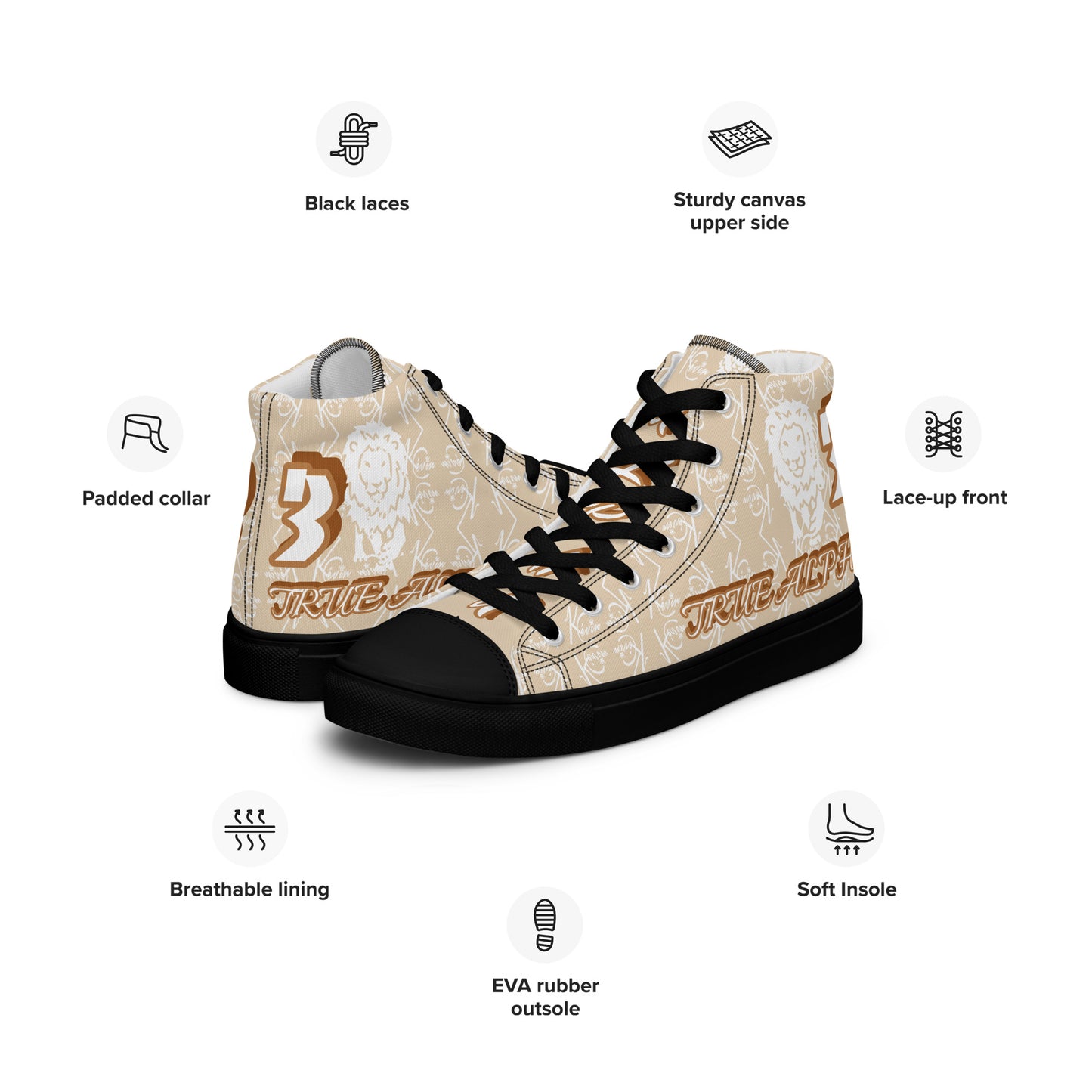 3TG True Alpha (Desert Lion Print Edition) Men’s high top shoes