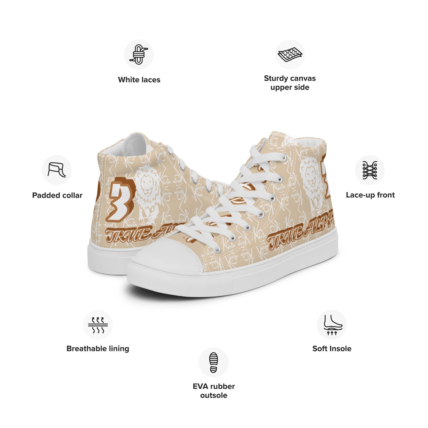 3TG True Alpha (Desert Lion Print Edition) Men’s high top shoes