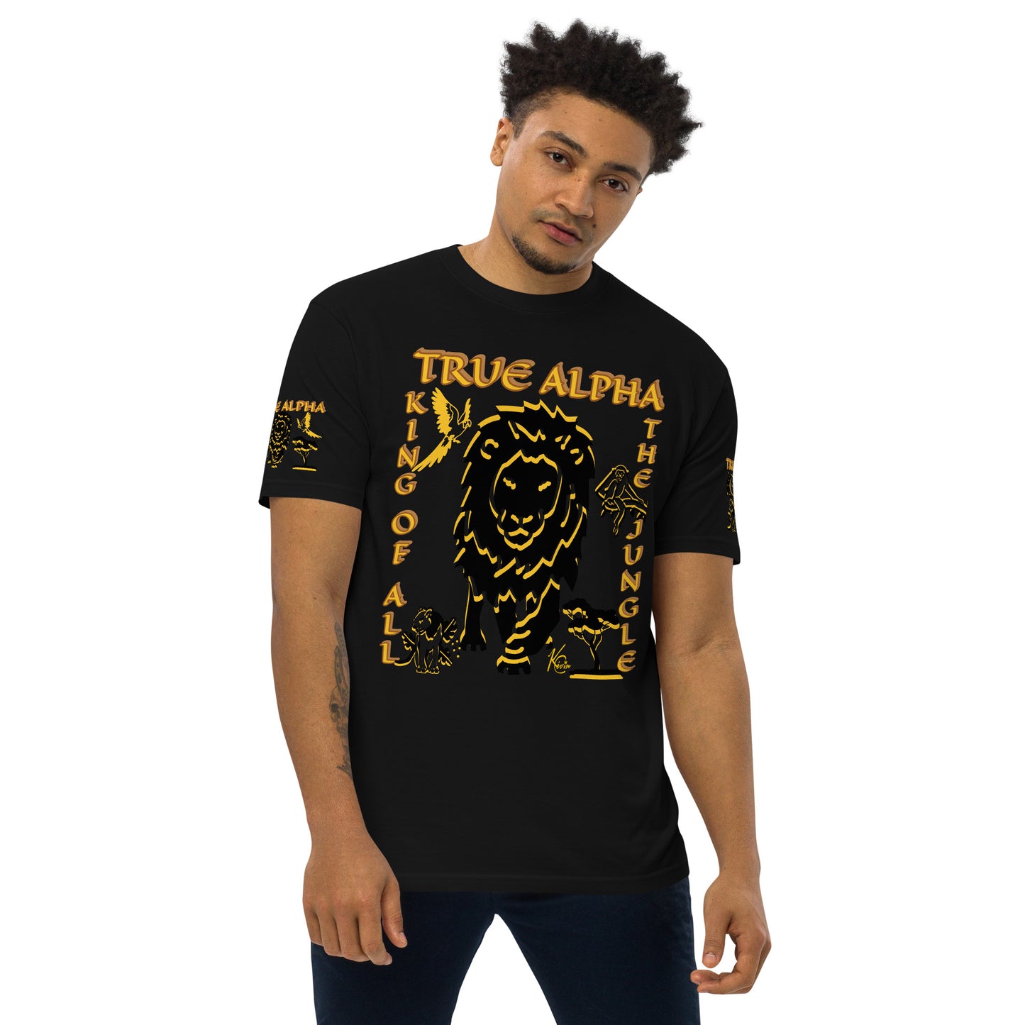 3TG True Alpha (Melanated Dark King Lineage Lion Print) T-Shirt