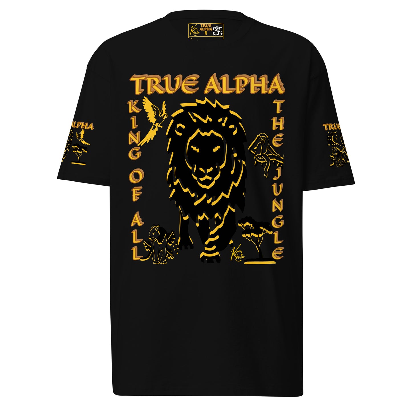 3TG True Alpha (Melanated Dark King Lineage Lion Print) T-Shirt