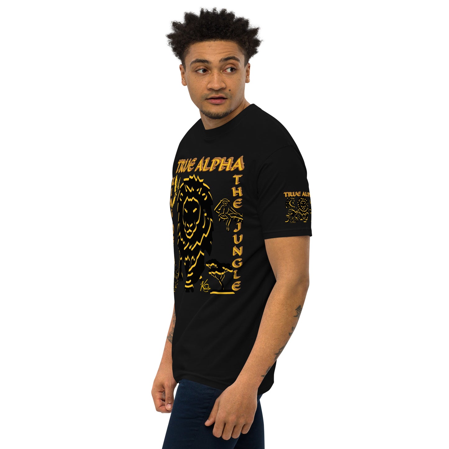 3TG True Alpha (Melanated Dark King Lineage Lion Print) T-Shirt