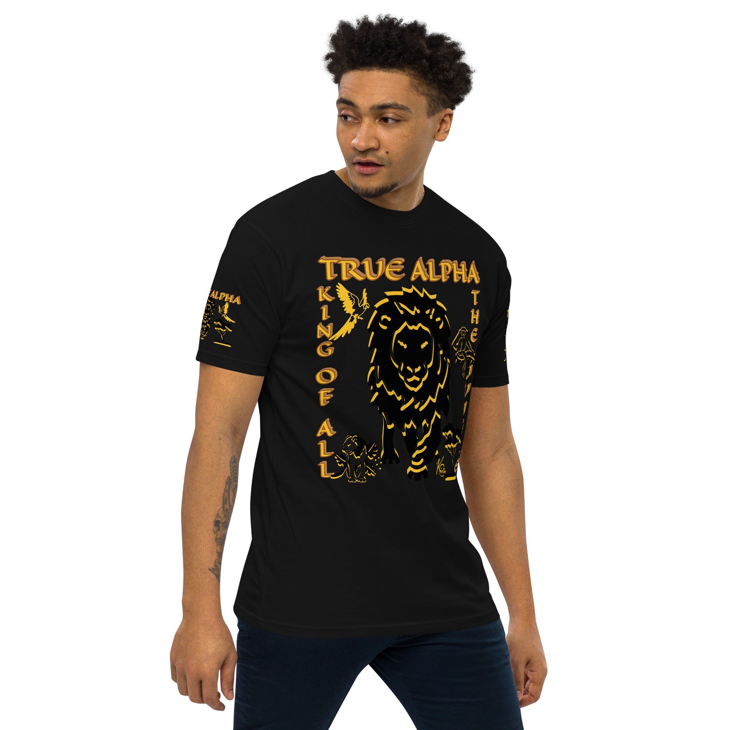 3TG True Alpha (Melanated Dark King Lineage Lion Print) T-Shirt