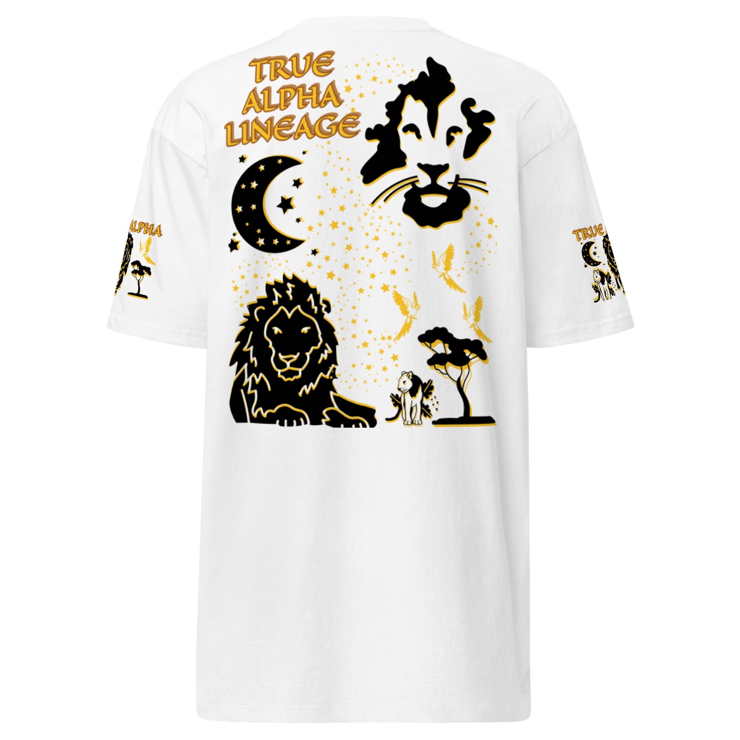 3TG True Alpha (White Gold & Onxy King Lineage Lion Print) T-Shirt