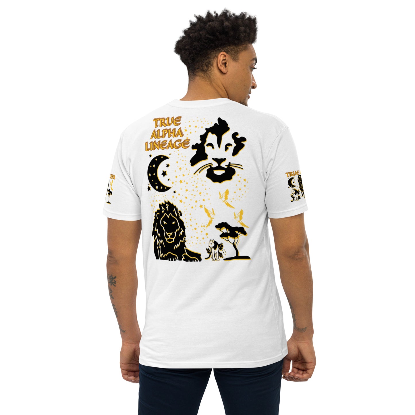 3TG True Alpha (White Gold & Onxy King Lineage Lion Print) T-Shirt