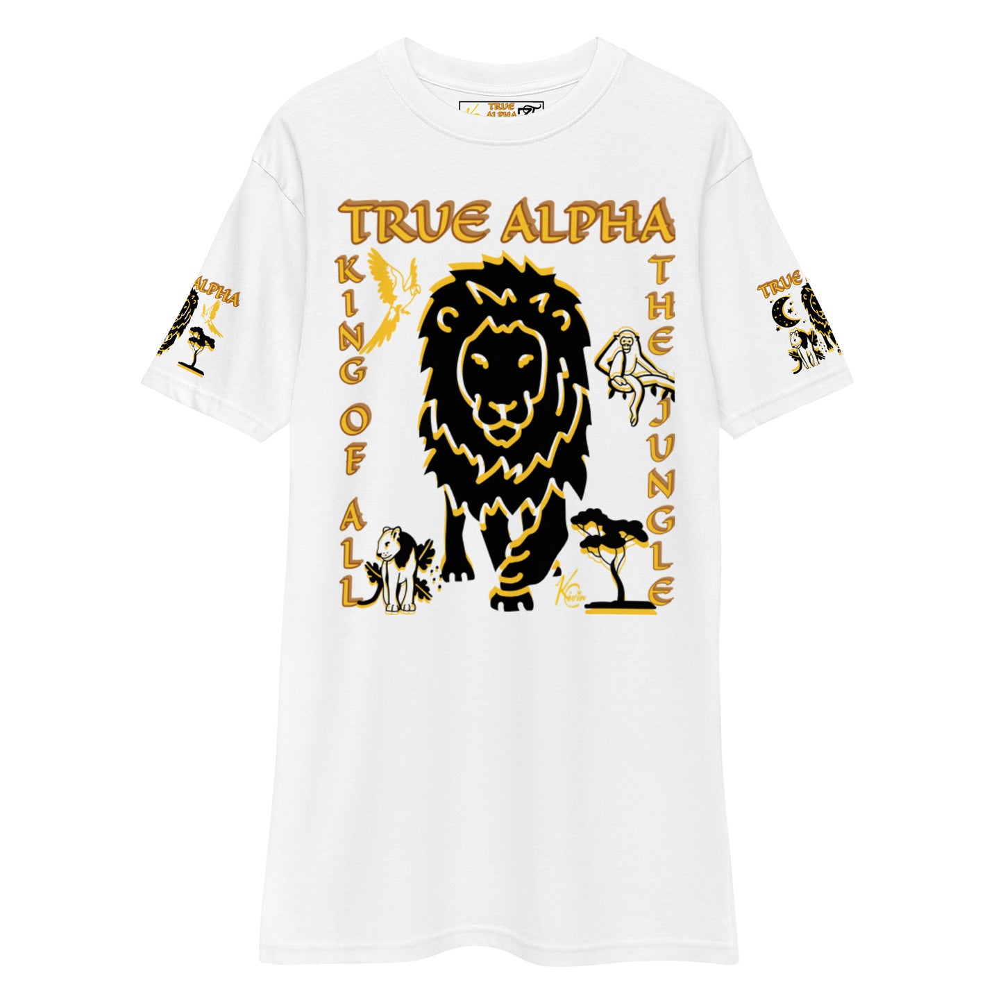 3TG True Alpha (White Gold & Onxy King Lineage Lion Print) T-Shirt