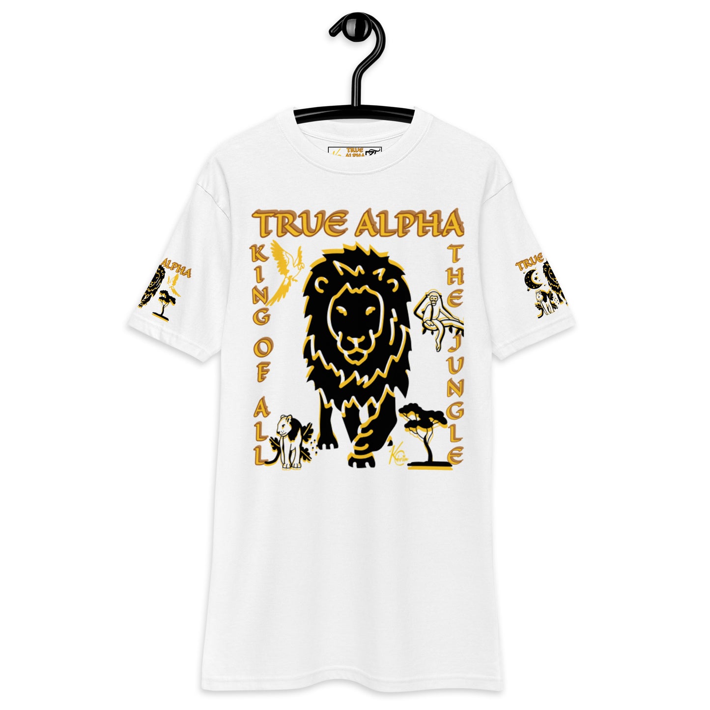 3TG True Alpha (White Gold & Onxy King Lineage Lion Print) T-Shirt